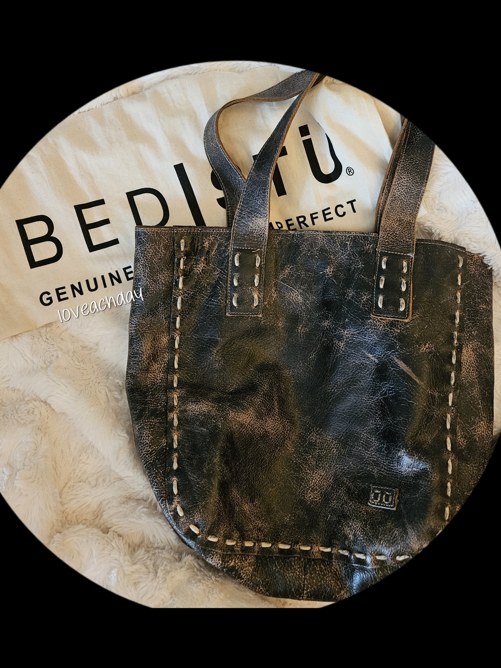 Bed|Stu Distressed Black Leather Stevie Tote Bag
